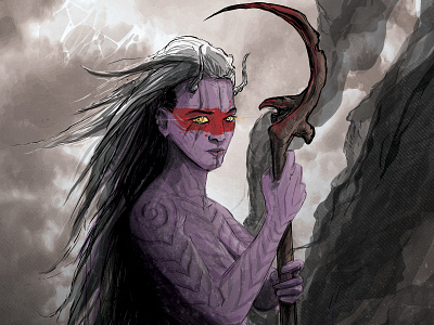 Lilith - NecronomiCards demon fantasy horror illustration lilith mythology religion warpaint weapon woman