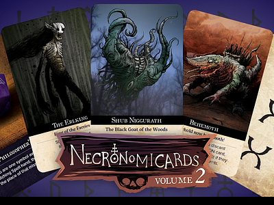 NecronomiCards Vol 2 card game creepy game design horror illustration lovecraft monster tentacle