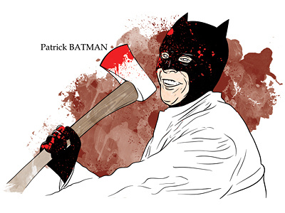 Patrick BATMAN american psycho batman blood grunge humor illustration parody