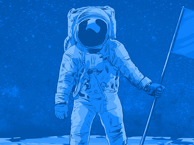 One small step astronaut blue illustration nasa space