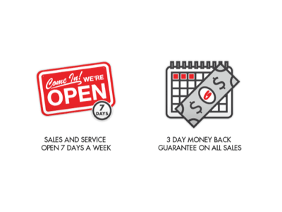 Open 7 Days And 3 Day Money Back Icons automotive branding calendar icons money sign vector