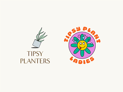 Tipsy Plant Ladies Logo Concepts Pt. 2 2020 branding concepts flowers graphic design groovy icon illustration logo planters plants typogaphy upscale
