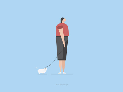 character with pet walking design flat fresh graphicdesign illustration minimal trend