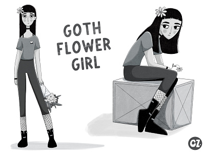 The Goth Flower Girl digital illustration illustration kidlit procreate publishing