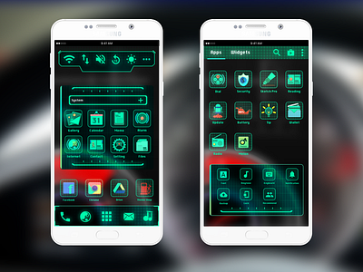 android launcher concept android car concept future green icon launcher metrix