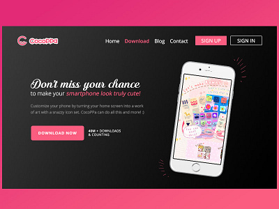 App landing page app landing mobile pink ui ux