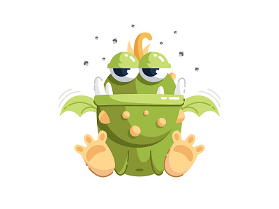 Monster sticker #4 character flat green illustration monster sticker vector