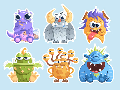 Funny monsters stickers