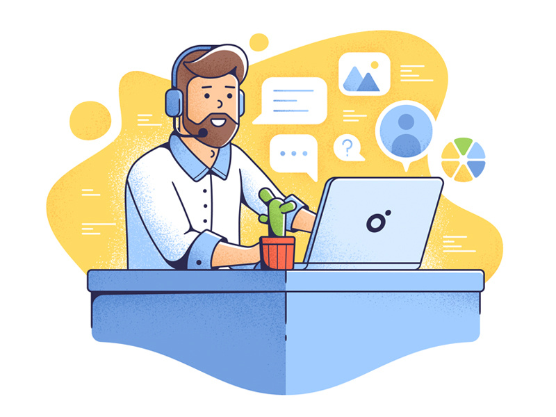 Manager Talks With Client man people manager texture grain line outline illustration