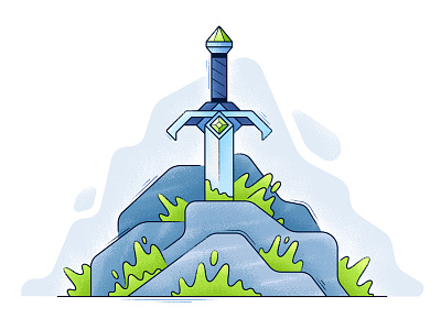 Sword in the Stone flat grain illustration line noise outline sword texture vector weapon