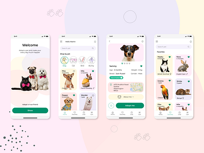 Pet Adoption App adoption app branding design figma graphic design illustration logo pet petadoption ui uidesign ux uxdesign vector