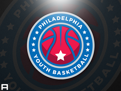 Philadelphia Youth Basketball Logo badge design badge logo basketball basketball logo brand identity branding illustration logo logodesign mark philadelphia sports sportslogo