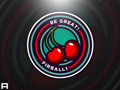 Firball1 Cherry Logo badge badge logo brand identity branding esports illustration logo logo mark logodesign mark sportslogo