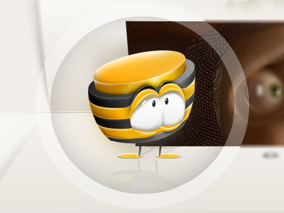 Mr. BEEtton bee beez big eye black btn button character honey orange surprise yellow