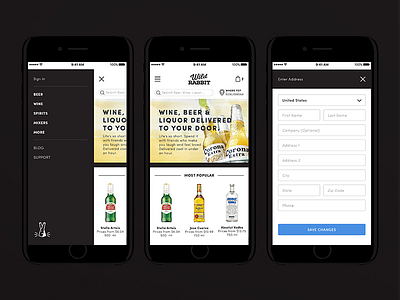 Wild Rabbit Ux/Ui alcohol branding bunny delivery rabbit website