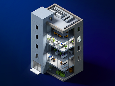 Office Building 3d 4d building cinema isometric isometry