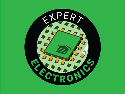 Expert electronics badges chips electronics garage illustrations microsoft