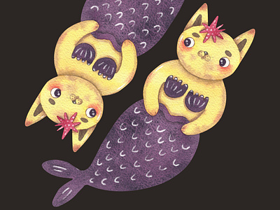 Знак зодиака Рыбы акварелью illustration logo акварель детский для детской зодиак иллюстратор коты милый наивная