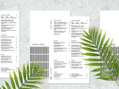 Mission + Market branding design identity layout menu menu design minimal restaurant