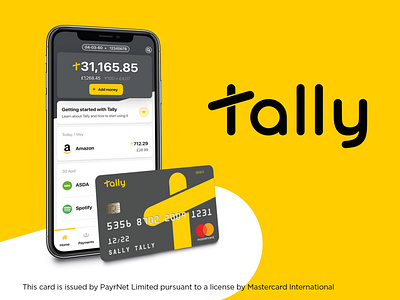 Tally app and card account app card currency debit card digital digital bank gold logo money phone pounds savings tally tally money