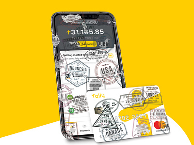 Tally travel email header advertising app design digital digital banking email free fun funny money phone photography savings stamps tally travel yellow