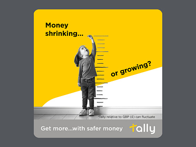 Tally social ad advertising bank cash creative currency digital digital bank fun girl gold grow growing money savings social media social post tally yellow