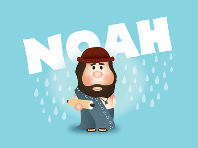 Noah blue illustration noah rain scroll