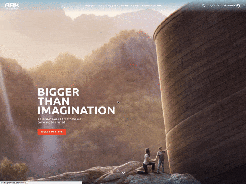 Ark Encounter Introduction Campaign ark campaign css encounter homepage html intro js landing parallax video background waterfall