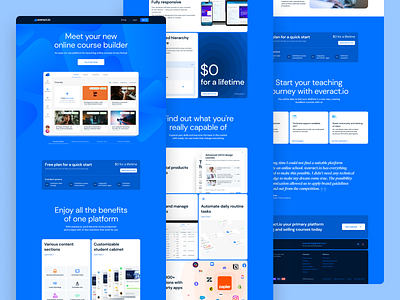 Landing Page for everact.io LMS Features automations builder checkout connections contacts crm design landing learning management systems lms page ui zapier