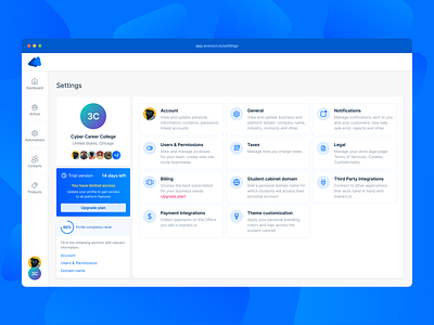 everact.io Platform Settings by Russu Alexandr on Dribbble