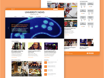 RIT University News Redesign design front page news news website orange scoreboard ui ux web web design website website design