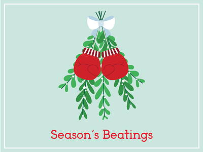 Mistlefoe boxing glove christmas christmas card fighting holiday mistletoe pun season greeting
