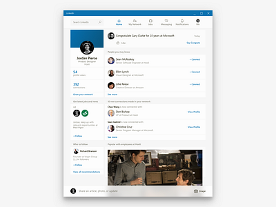 LinkedIn feed concept app feed layout linkedin ui ux