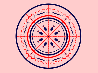 Fish art design illustration ipad pro procreate procreate art red and blue symmetry