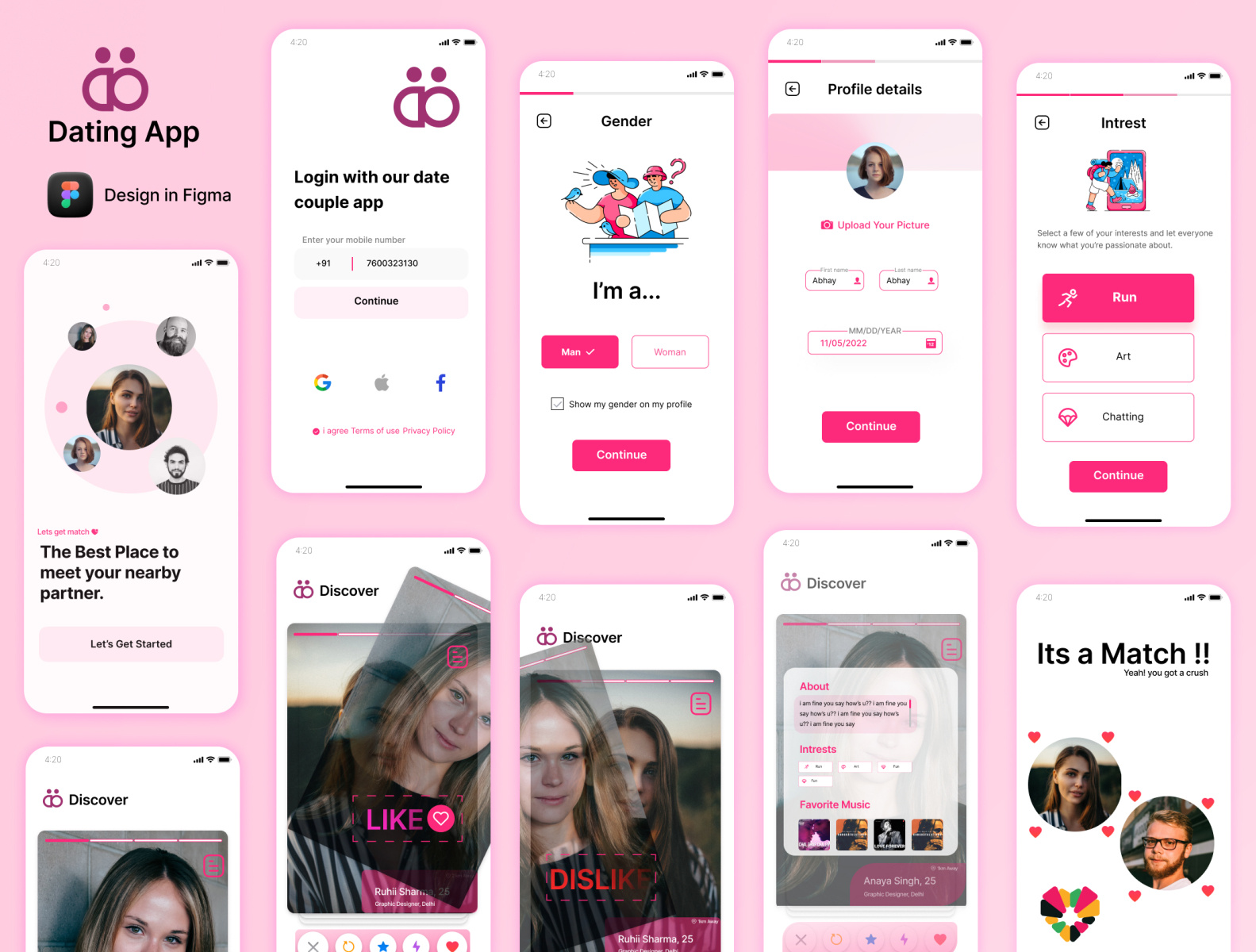 Dating App Ui Design by Abhay Jarsaniya on Dribbble