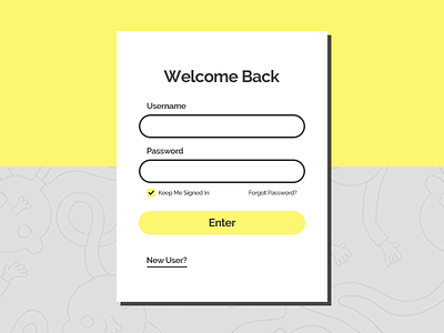 Day 001 - Login Form 100daysui interface design login pattern sign in sign up ui ux web welcome welcome back yellow