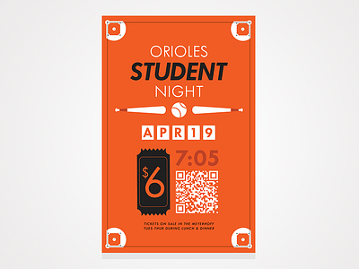 Orioles Student Night Poster baltimore baseball flyer maryland orioles poster tickets tw cen mt std