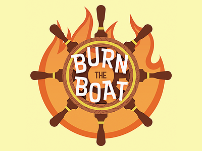 Burn The Boat boat fire flame ship steering wheel sticker