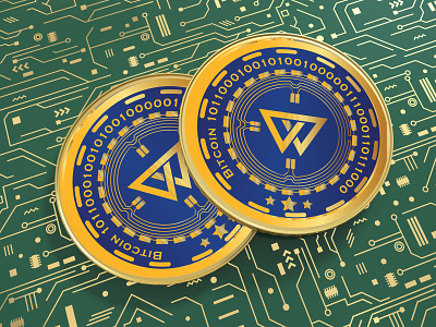 3d crypto coin cryptocurrency token bitcoin gold logo