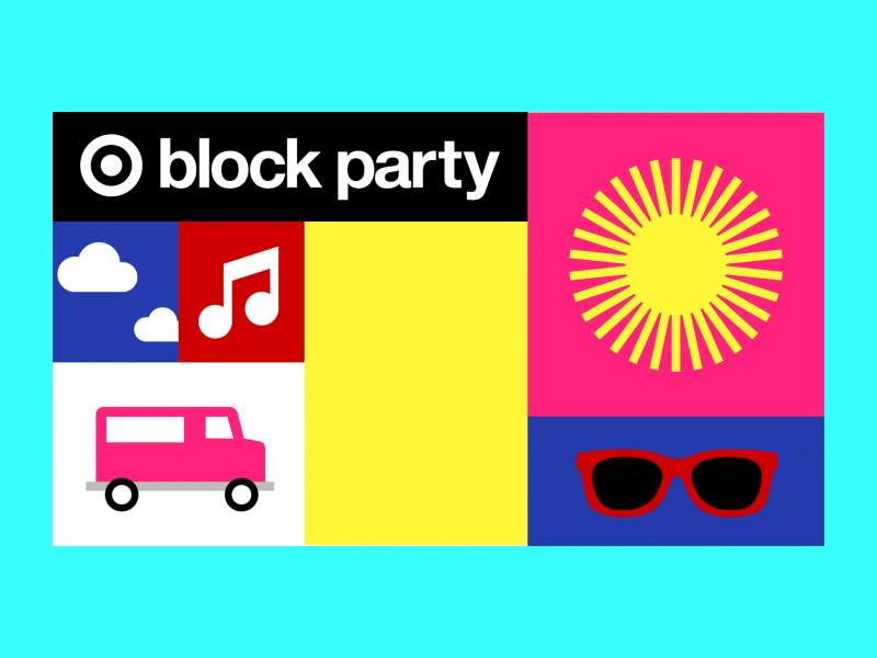 Target Block Party animation block party bullseye food truck gif illustration minneapolis minnesota music party sunglasses target vector