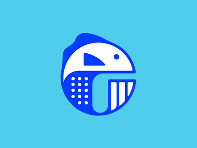 FISH FISH FISH` blue fish geometric icon illustration logo logomark simple swim water