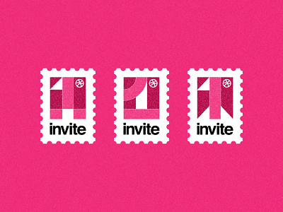 3 INVITES! dribbble dribbble invitation dribbble invite helvetica invites invites giveaway postage stamp simple stamp texture tickets