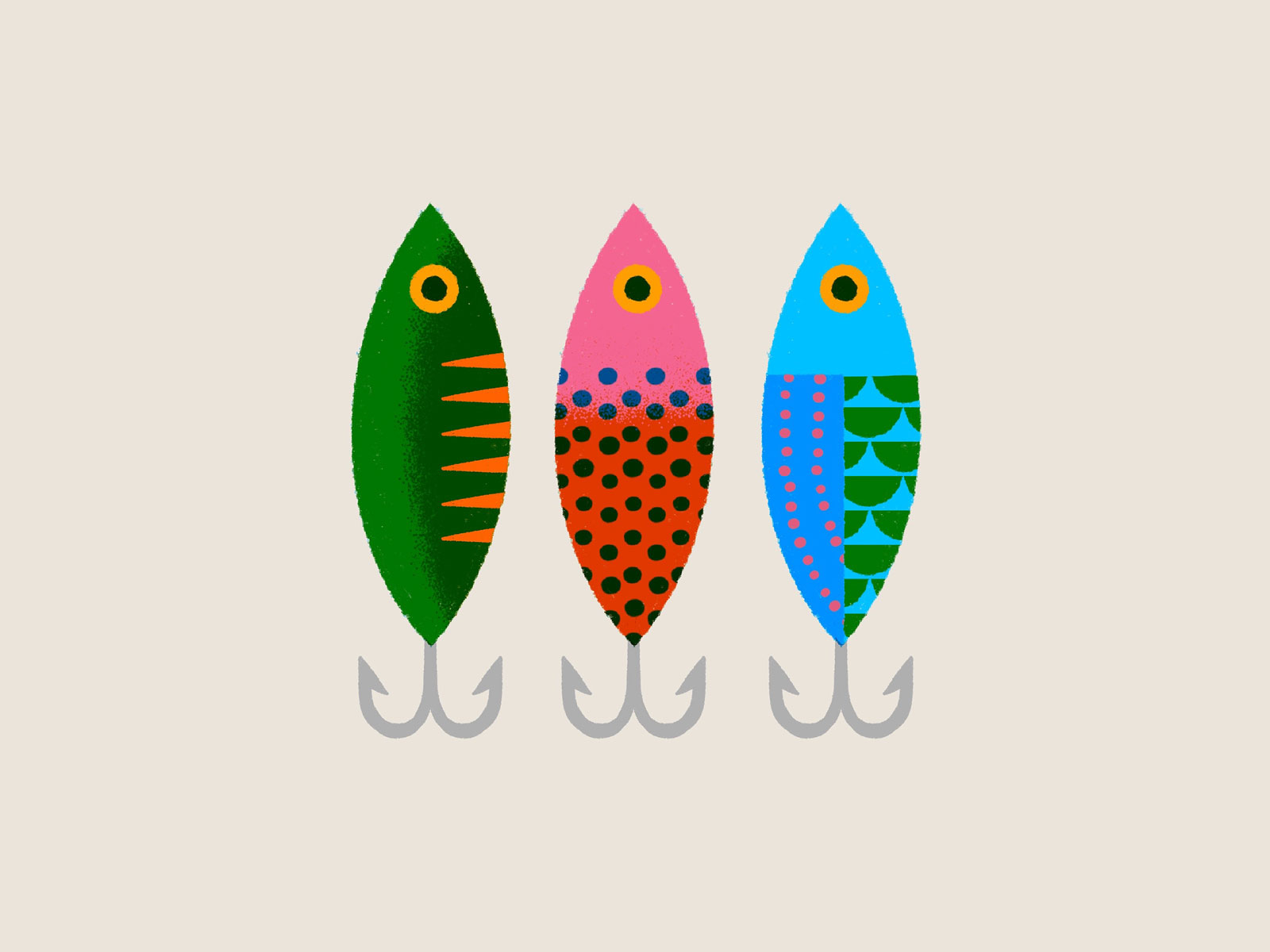 Lures & Bait bait dots fishing hook illustration lures pattern river