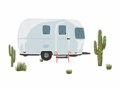 Holiday in the Desert 12homesfortheholidays airstream camper christmas holiday home illustration travel