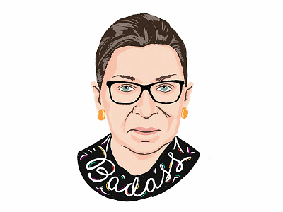 Badass design illustration lettering portrait ruth bader ginsburg