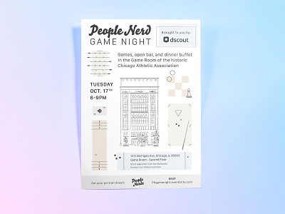 People Nerds Game Night chicago design dscout flyer game night graphic design illustration invite layout print