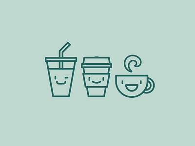 Coffee Cuties caffeine coffee cute glyphs icons symbols vector