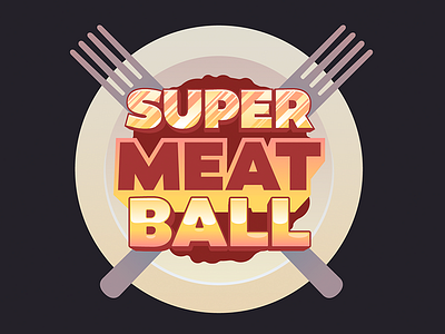 Super Meat Ball Logo dinner fork game logo meat plate video