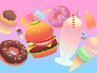 Food Spinners! animated burger cream donut food gif ice milkshake popsicle spinning
