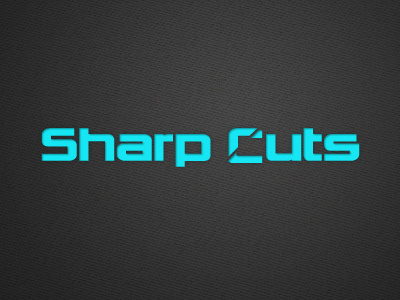 Sharp Cuts blue cut hair identity logo type
